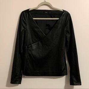 Theory fitted wrap leather top/jacket size 6